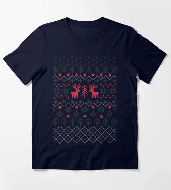 Holiday Sweater Pattern T-Shirt Navy