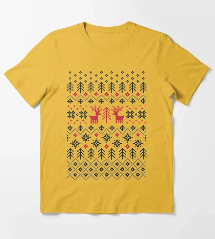 Holiday Sweater Pattern T-Shirt Yellow