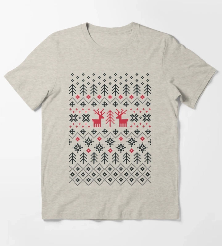Holiday Sweater Pattern T-Shirt Cream