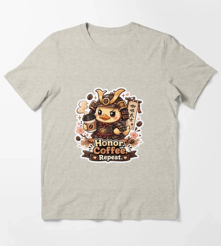 Honor Coffee Repeat Samurai Duck Shirt Cute Coffee Warrior Funny Caffeine Lover Gift T-Shirt Cream
