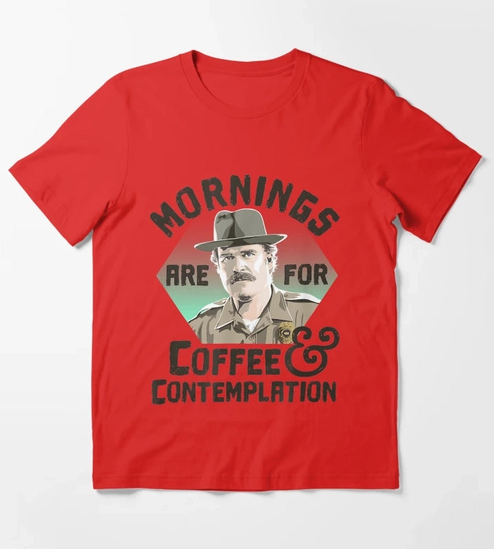 Hopper Mornings Are For Coffee Contemplation T-Shirt Red