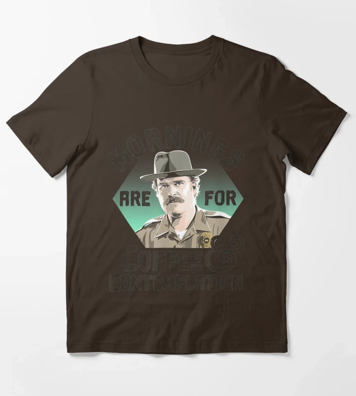 Hopper Mornings Are For Coffee Contemplation T-Shirt Brown