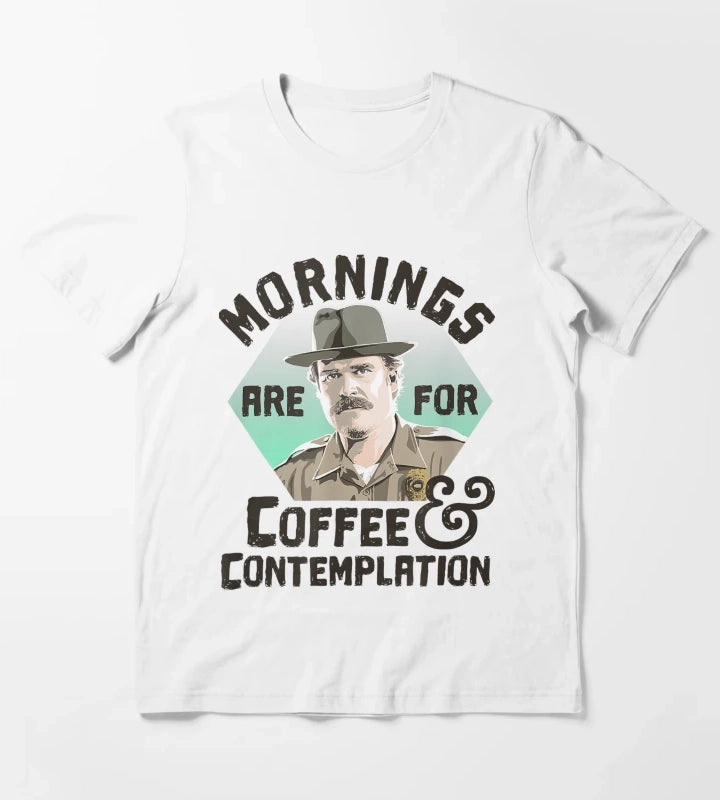 Hopper Mornings Are For Coffee Contemplation T-Shirt White