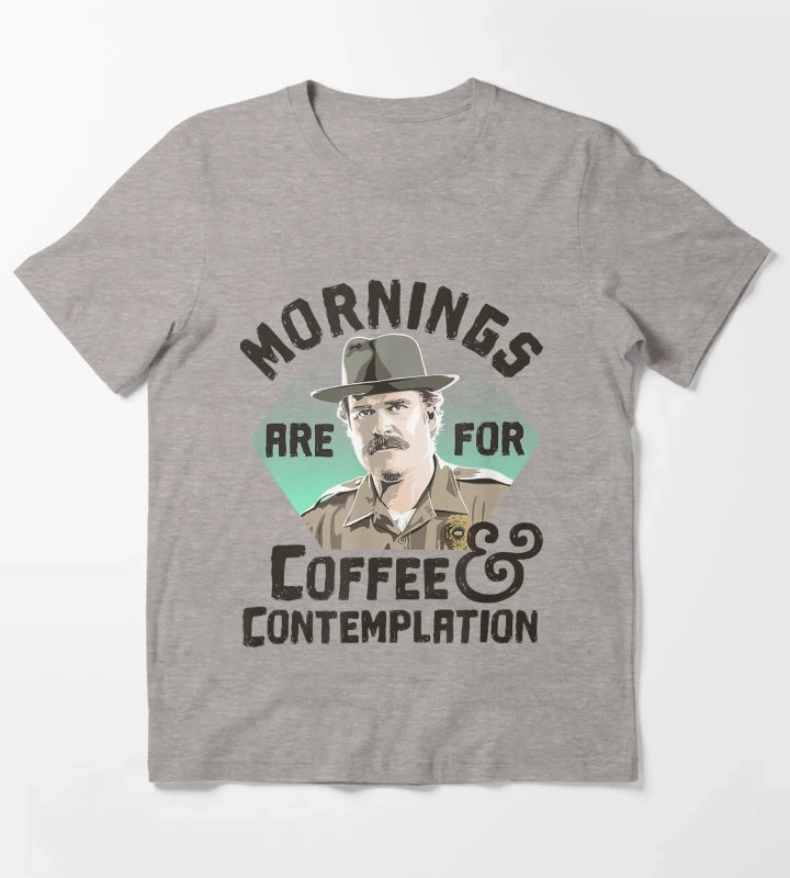 Hopper Mornings Are For Coffee Contemplation T-Shirt Heather Grey