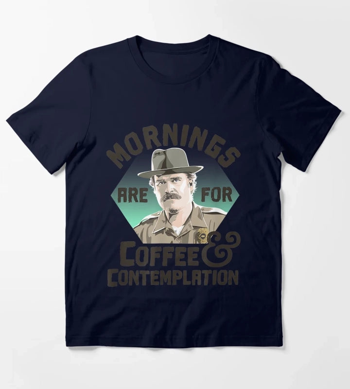 Hopper Mornings Are For Coffee Contemplation T-Shirt Navy
