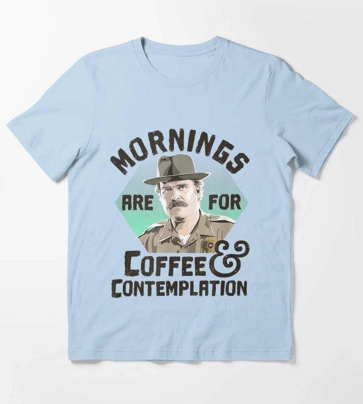 Hopper Mornings Are For Coffee Contemplation T-Shirt Sky Blue