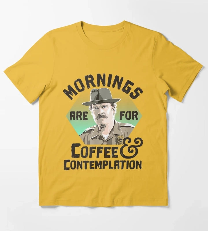 Hopper Mornings Are For Coffee Contemplation T-Shirt Yellow