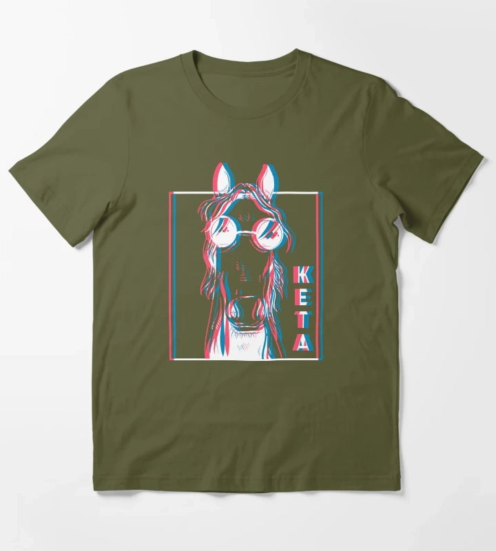 Horse Drugs Party Techno T-Shirt Olive Green