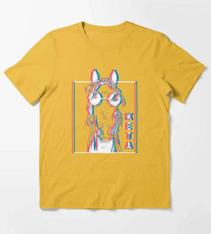 Horse Drugs Party Techno T-Shirt Yellow