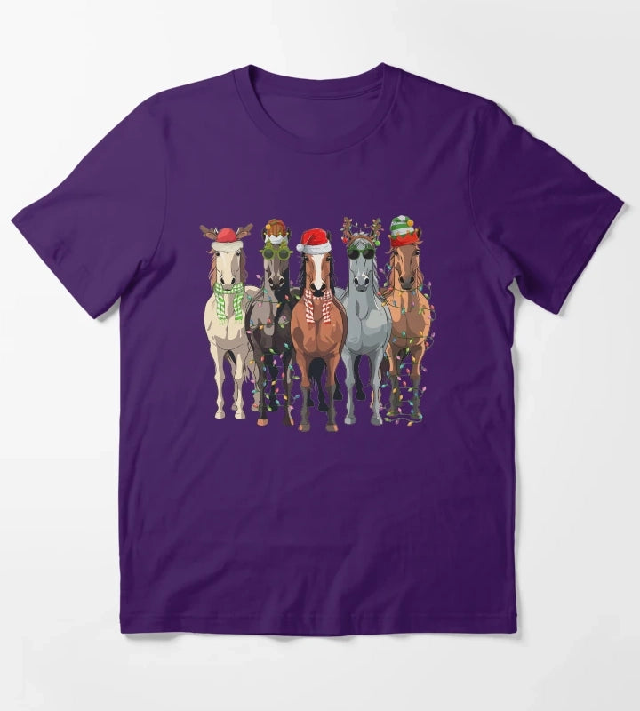 Horses Christmas T-Shirt Purple
