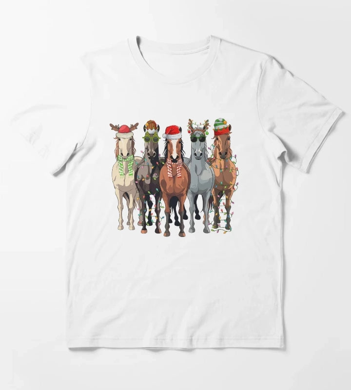 Horses Christmas T-Shirt White