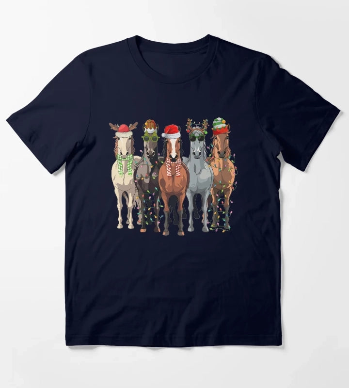 Horses Christmas T-Shirt Navy