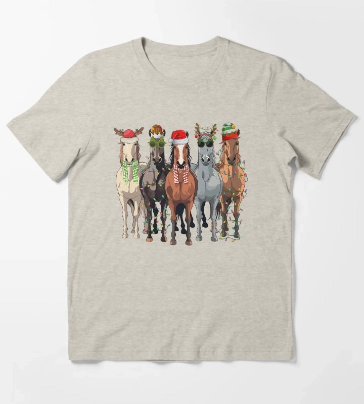 Horses Christmas T-Shirt Cream