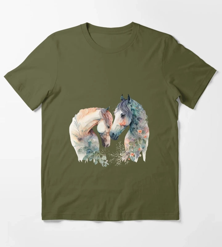 Horses T-Shirt Olive Green