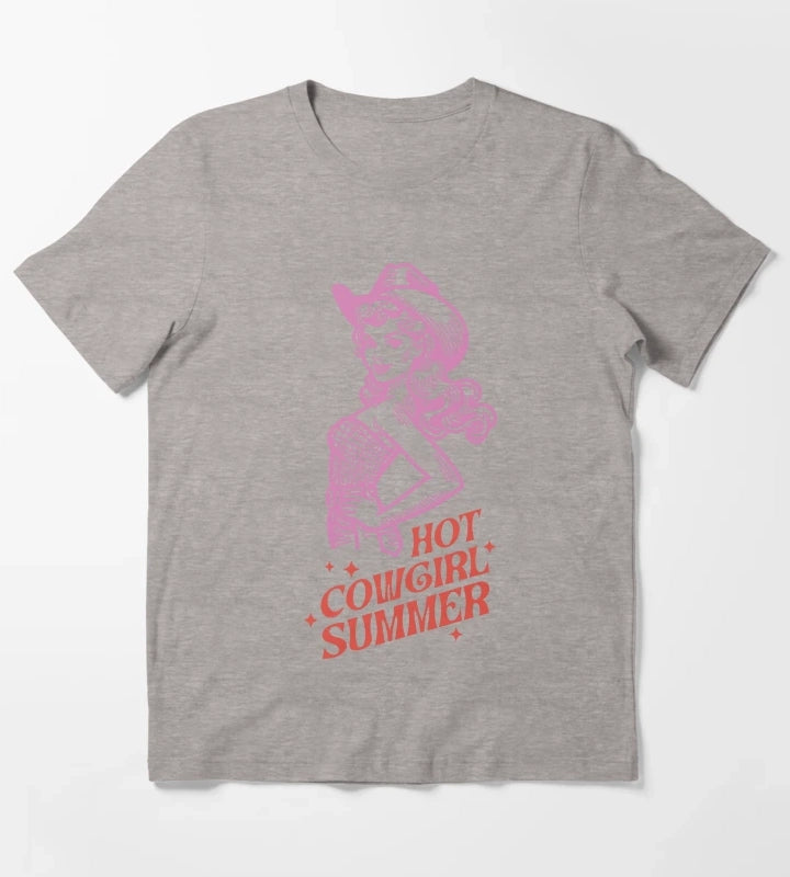 Hot Cowgirl Summer T-Shirt Heather Grey