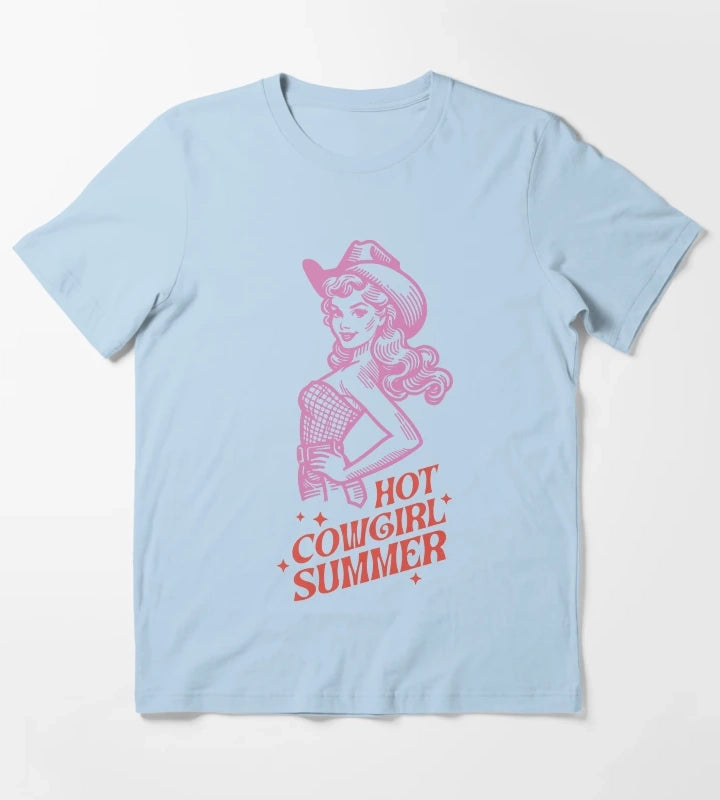 Hot Cowgirl Summer T-Shirt Sky Blue