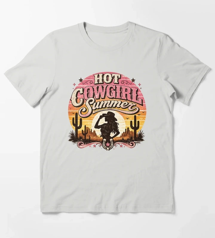 Hot cowgirl summer at sunset T-Shirt Light Grey