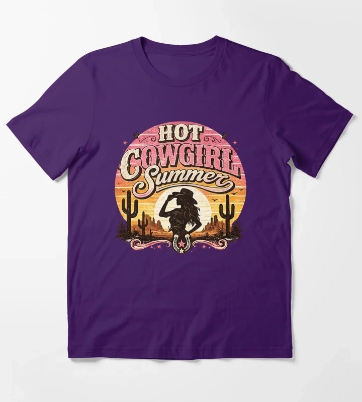 Hot cowgirl summer at sunset T-Shirt Purple