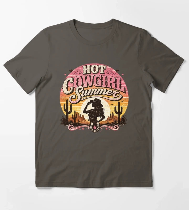 Hot cowgirl summer at sunset T-Shirt Dark Grey
