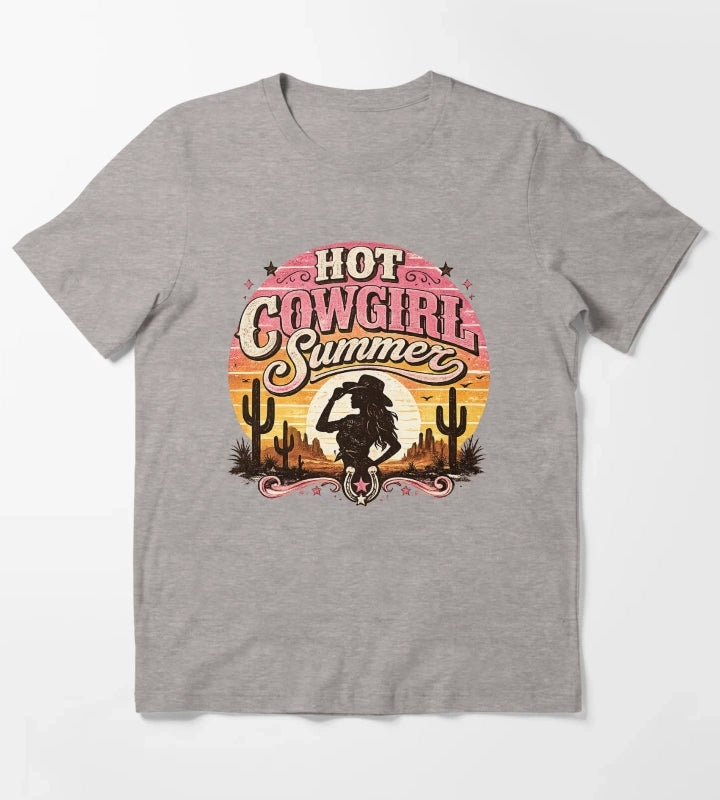 Hot cowgirl summer at sunset T-Shirt Heather Grey