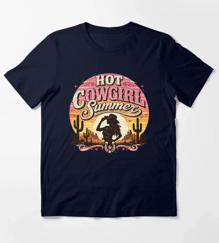 Hot cowgirl summer at sunset T-Shirt Navy