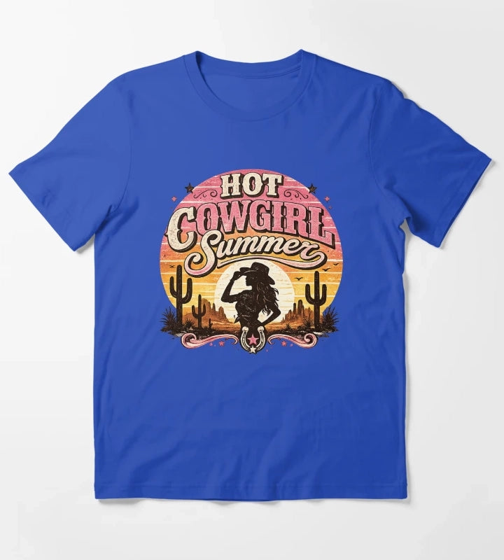 Hot cowgirl summer at sunset T-Shirt Blue