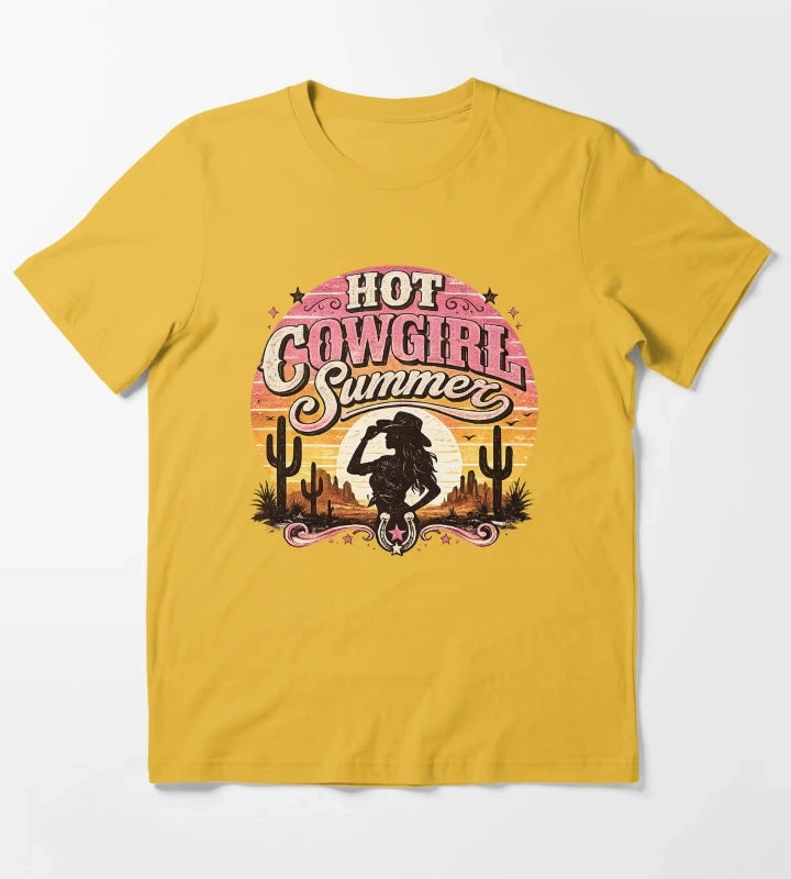 Hot cowgirl summer at sunset T-Shirt Yellow