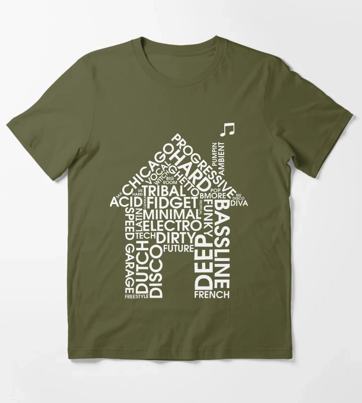 House Music Genres T-Shirt Olive Green