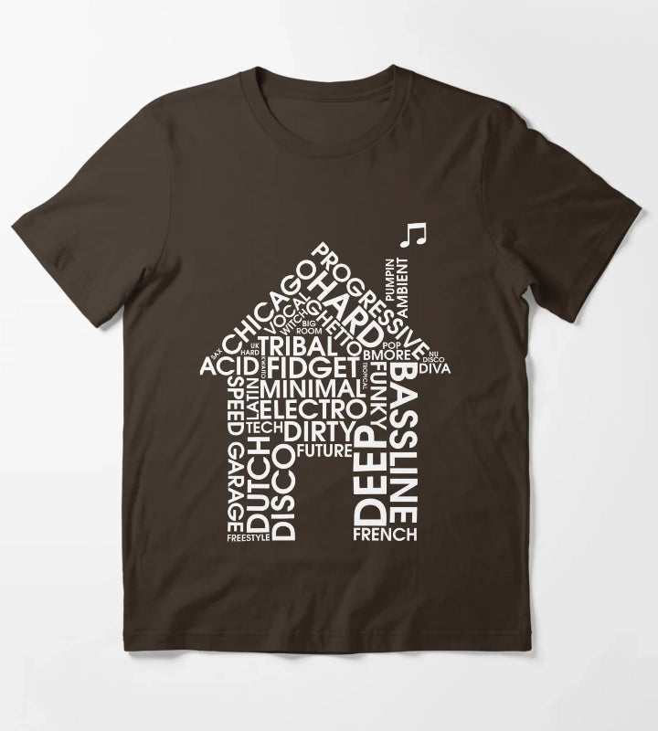 House Music Genres T-Shirt Brown
