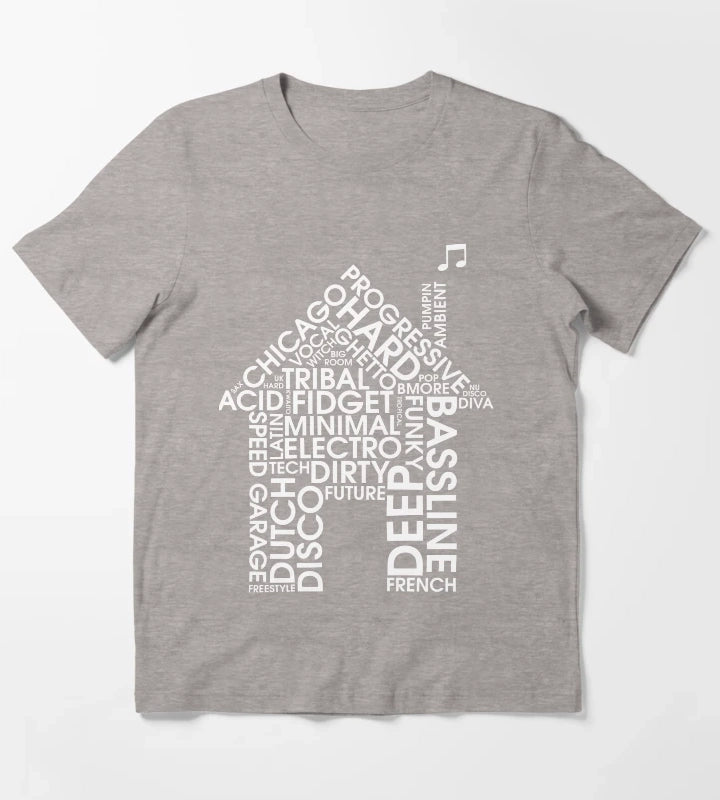 House Music Genres T-Shirt Heather Grey