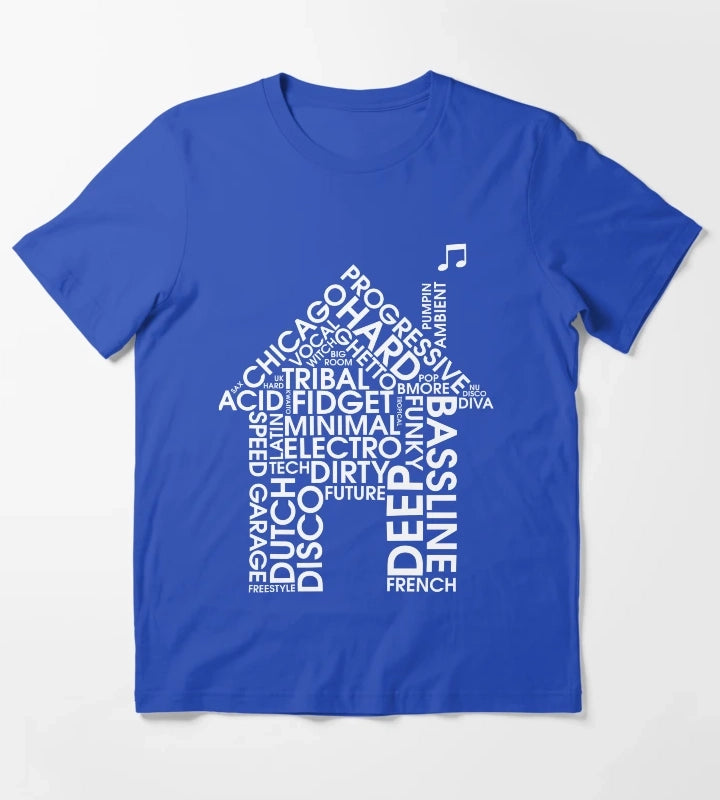 House Music Genres T-Shirt Blue