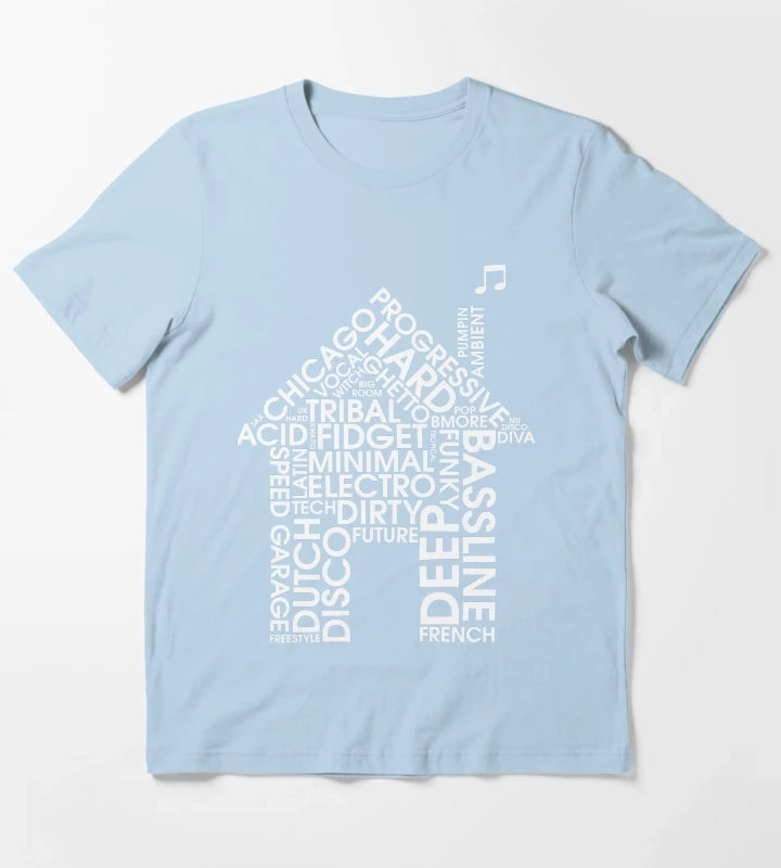 House Music Genres T-Shirt Sky Blue