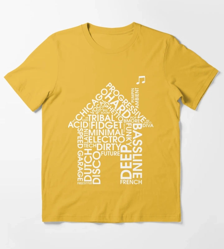 House Music Genres T-Shirt Yellow