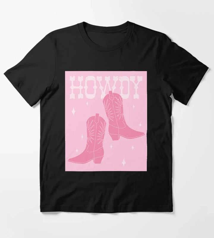 Howdy Blush Pink Cowgirl Boots T-Shirt