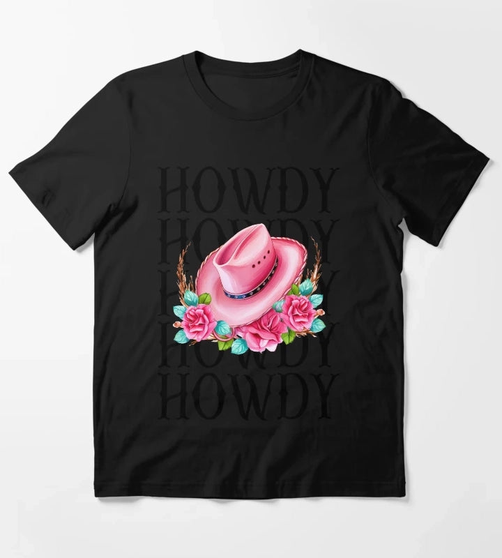 Howdy Cowgirl Pink Cowgirl hat T-Shirt
