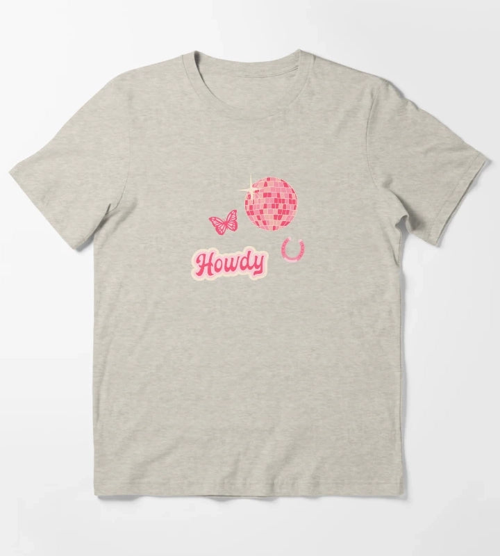 Howdy Disco Cowgirl Collage Pattern T-Shirt Cream