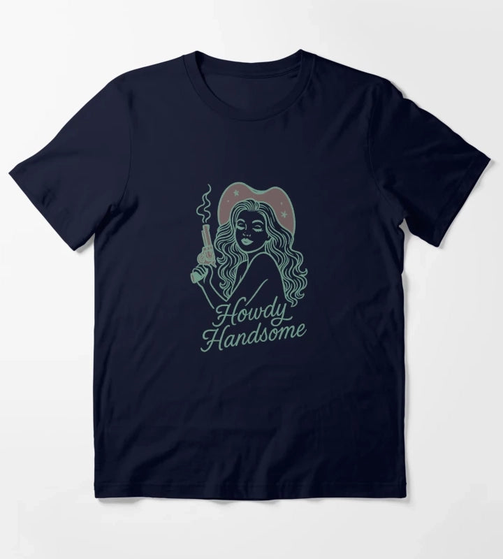 Howdy Handsome Cowgirl sticker T-Shirt Navy