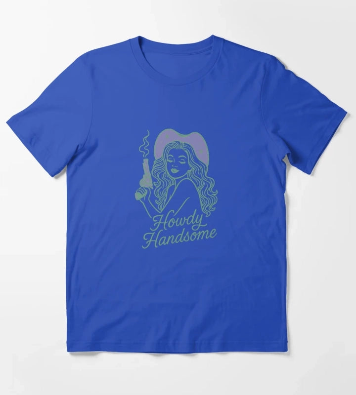 Howdy Handsome Cowgirl sticker T-Shirt Blue
