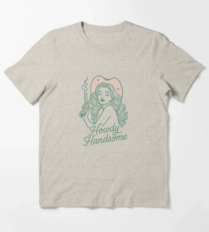 Howdy Handsome Cowgirl sticker T-Shirt Cream