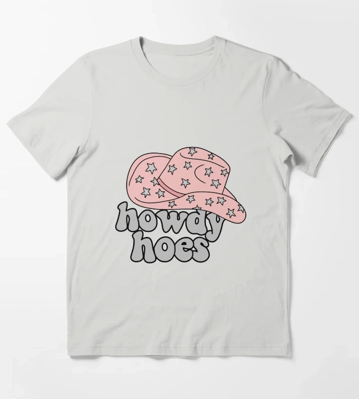 Howdy Hoes Cowboy Hat T-Shirt Light Grey