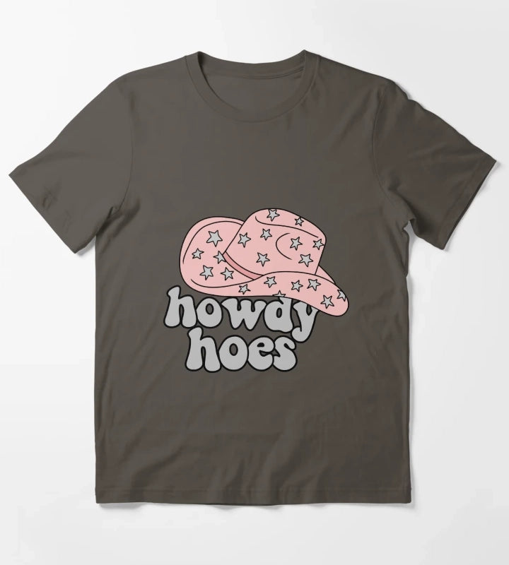 Howdy Hoes Cowboy Hat T-Shirt Dark Grey