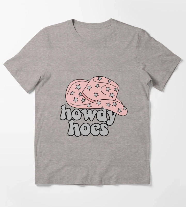 Howdy Hoes Cowboy Hat T-Shirt Heather Grey