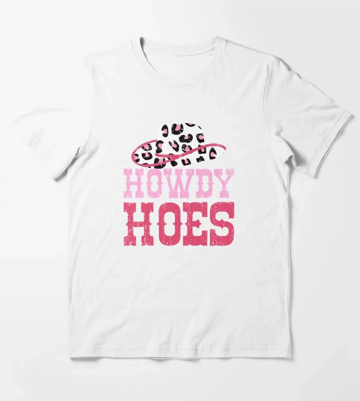 Howdy Hoes Pink Rodeo Western Country Southern Cute Cowgirl T-Shirt White