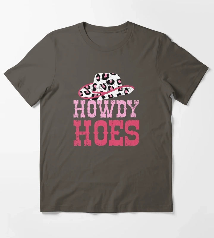 Howdy Hoes Pink Rodeo Western Country Southern Cute Cowgirl T-Shirt Dark Grey