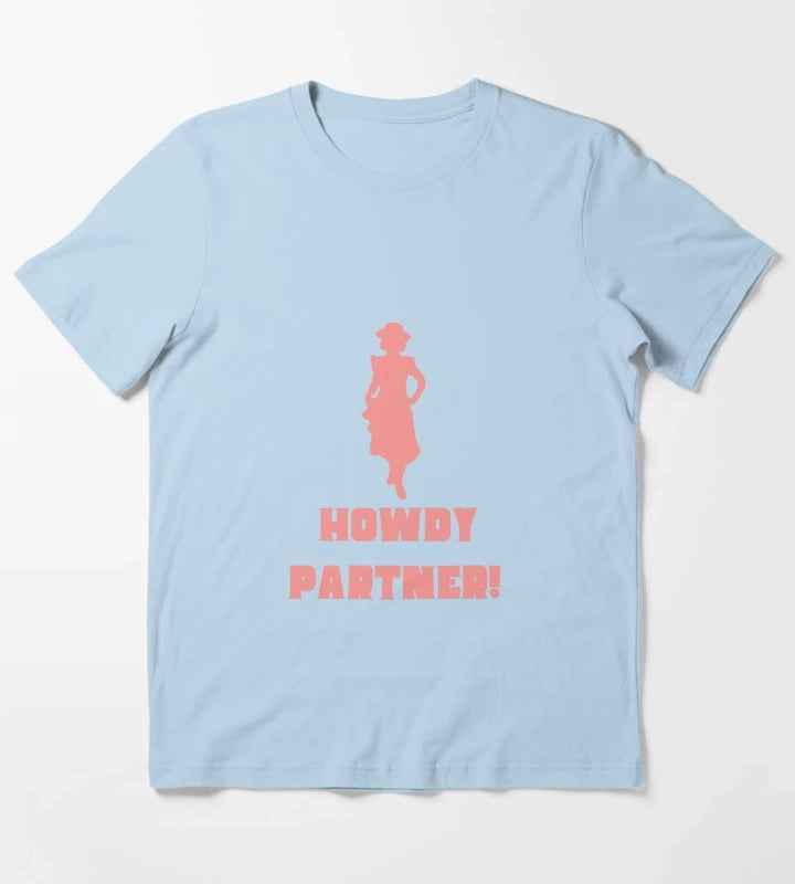 Howdy Partner Cowgirl Disco Cowgirl T-Shirt Sky Blue