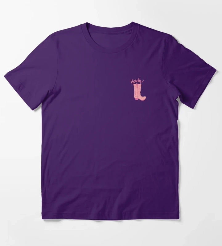 Howdy Pink Cowgirl Print T-Shirt Purple