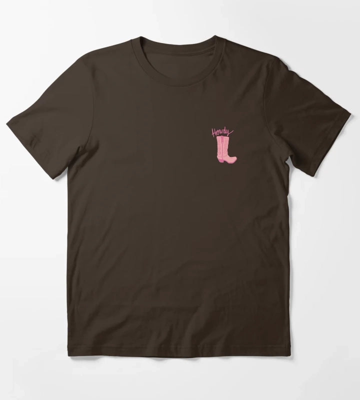 Howdy Pink Cowgirl Print T-Shirt Brown