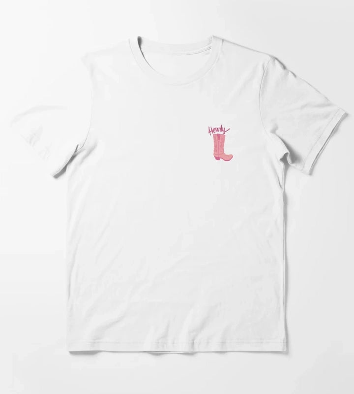 Howdy Pink Cowgirl Print T-Shirt White