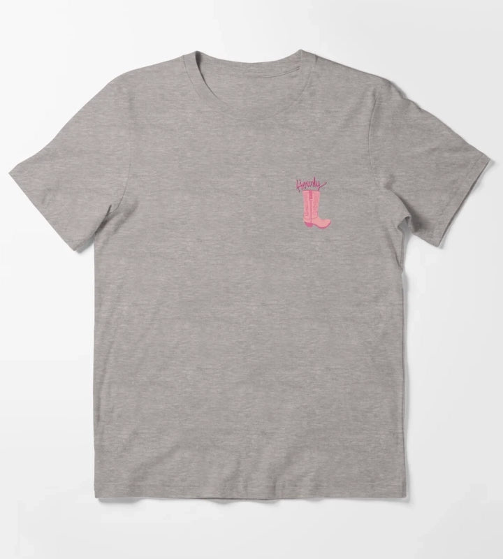 Howdy Pink Cowgirl Print T-Shirt Heather Grey