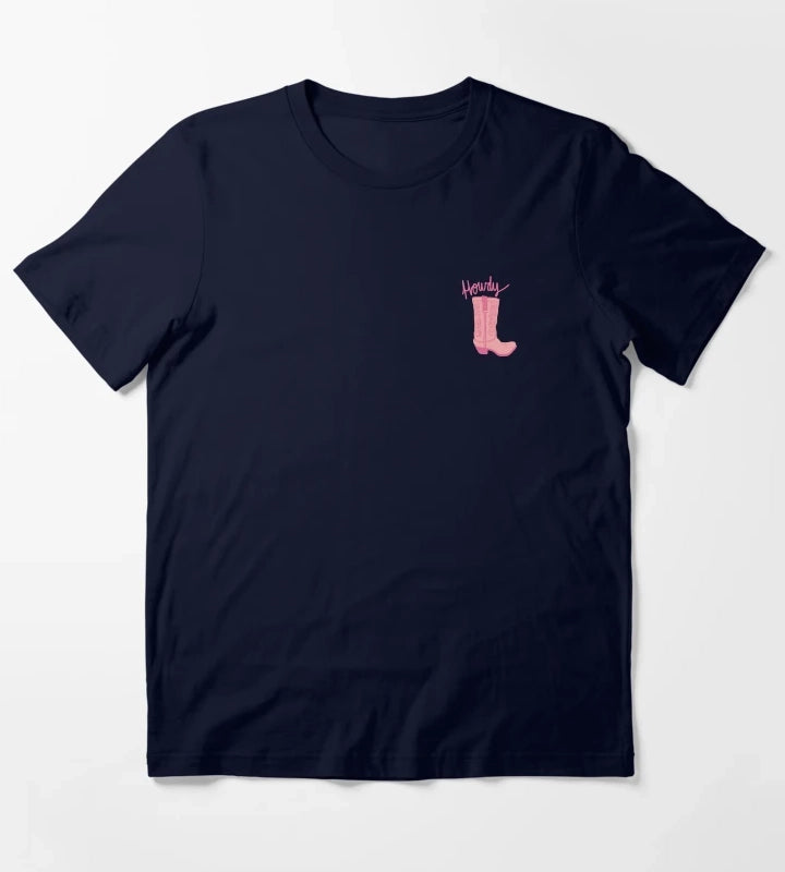 Howdy Pink Cowgirl Print T-Shirt Navy